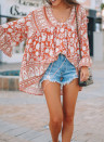 Orange Boho Print Free Flowing Tunic