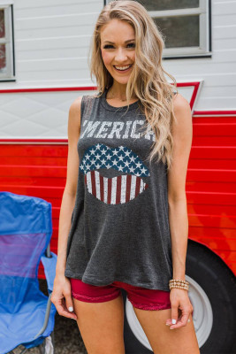 Merica Cut Out Back Tank Top
