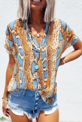 Loose Fit Snakeskin Print Blouse