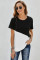Black Crew Neck Colorblock Tee