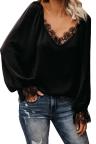 Black Satin Lace Blouse