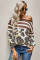 Brown Striped Leopard Long Sleeves Blouse