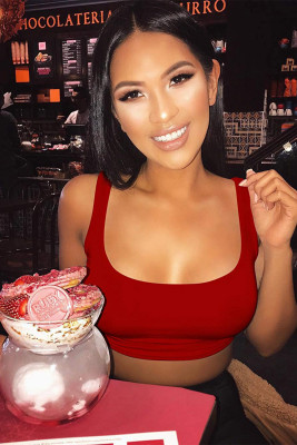 Red Square Neck Crop Tank