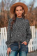 Black Mock Neck Lantern Sleeve Fashion Print Blouse