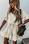 Stripes Ruffle Short Dress