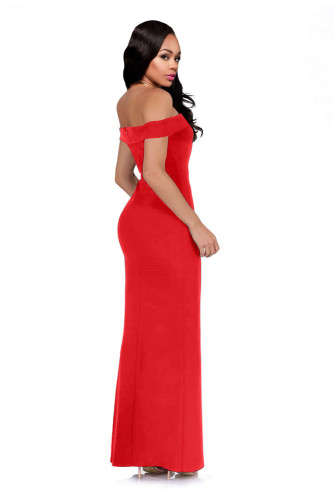 Red Off The Shoulder Maxi Dress