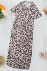 Casual Leopard Maxi Dress with Slits