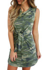 Camouflage Printed Tie Sleeveless Mini Dress