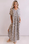 Casual Leopard Maxi Dress with Slits