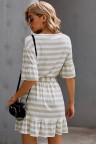 Stripes Ruffle Short Dress