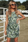Camouflage Printed Tie Sleeveless Mini Dress
