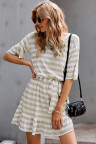 Stripes Ruffle Short Dress