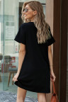 Black Lip Print Summer Casual Tee Mini Dress