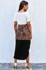 Colorblock Leopard Cotton Blend Casual Maxi T-shirt Dress