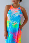 Multicolor Tie-dye Sleeveless Maxi Dress with Pockets