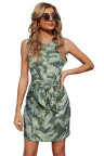 Camouflage Printed Tie Sleeveless Mini Dress