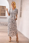 Casual Leopard Maxi Dress with Slits