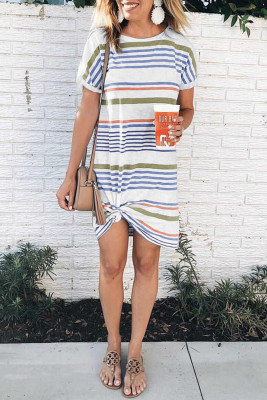 Short-Sleeved Striped T-shirt Mini Dress