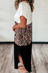 Colorblock Leopard Cotton Blend Casual Maxi T-shirt Dress