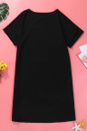 Black Lip Print Summer Casual Tee Mini Dress