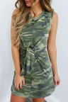 Camouflage Printed Tie Sleeveless Mini Dress