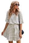Stripes Ruffle Short Dress