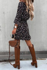 Black Elastic Waist Ruffled Floral Dress