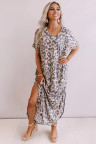 Casual Leopard Maxi Dress with Slits