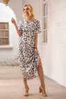 Casual Leopard Maxi Dress with Slits