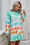 Fashion Tie Dye Long Sleeve Sweatshirt Dress