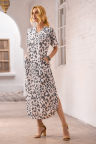Casual Leopard Maxi Dress with Slits