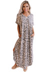 Casual Leopard Maxi Dress with Slits