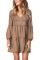 Brown Leopard Ruffle V-Neck Flowy Loose Tunic Dress