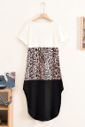 Colorblock Leopard Cotton Blend Casual Maxi T-shirt Dress