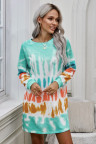 Fashion Tie Dye Long Sleeve Sweatshirt Dress