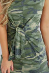 Camouflage Printed Tie Sleeveless Mini Dress