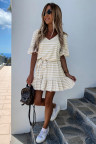 Stripes Ruffle Short Dress