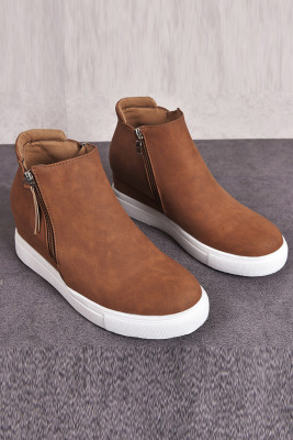 Brown Wedges Platform Vulcanize Shoes