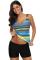Bluish Zigzag Print Strappy Back Tankini Swimsuit