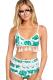 White Tropical Print Tassel High Waist Bikini