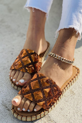 Geomtric Pattern Sequin Slippers