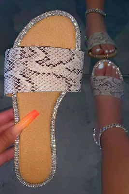 Snakeskin Print Slide Slippers