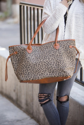 Oversized Leopard Printed Handbag