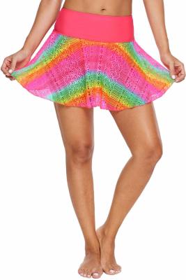 Rainbow Lace Flared Swim Skirt