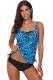 Green Floral Print Gather Ruched Tankini Set