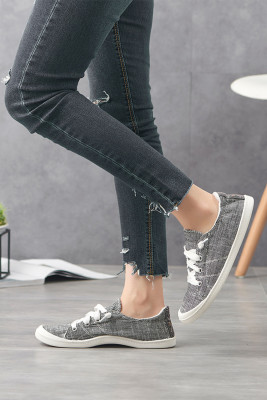 Gray Lace up Casual Canvas Shoes