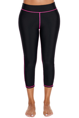 Rosy Seam Detail Black Swim Capris