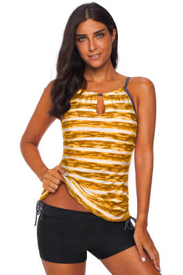 Yellow Print Tankini Swimwear