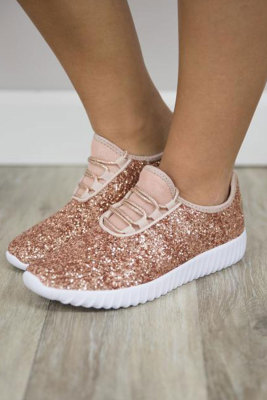 Pink Mesh Glitter Glam Sneakers
