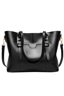 Black Large Capacity Faux Leather Handbags